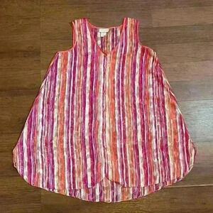VTG 80s Inner Most Y2k Striped Colorful Psychedelic Top Night Shirt Lingerie M
